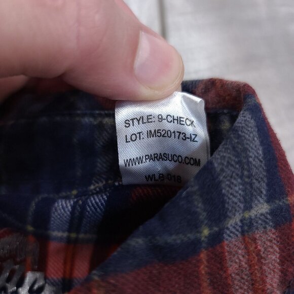 Parasuco Mens Heavy Flannel Shirt Size Medium Blue Red Plaid Long Sleeve Biker - Picture 6 of 6